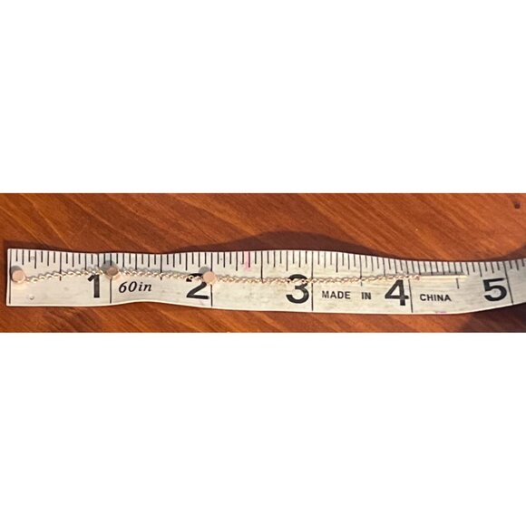 Delicate Rose Gold Tone Chain Threader Earrings Minimalist Disc Accents 4.5" - Picture 3 of 3